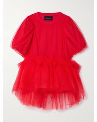 Simone Rocha - Mehrlagiges T-Shirt Aus Baumwoll-Jersey Und Tüll Mit Raffungen - Lyst