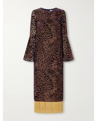 Borgo De Nor - Astoria Fringed Leopard-Jacquard Devoré Midi Dress - Lyst