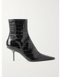 Victoria Beckham - Croc-Effect Patent-Leather Ankle Boots - Lyst