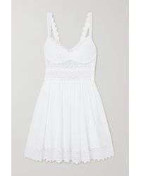 Charo Ruiz Cotton-blend Poplin And Crocheted Lace Mini Dress - White