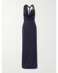 Rebecca Vallance - Ayesha Draped Embellished Stretch Satin-Jersey Halterneck Gown - Lyst