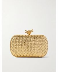 Bottega Veneta - Knot Padded Intrecciato Metallic Leather Clutch - Lyst