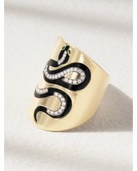 Diane Kordas - Snake Ring Aus 18 Karat Mit Diamanten, Tsavoriten Und Emaille - Lyst