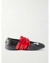 Simone Rocha - Adidas Originals Taekwondo Ballerina Embellished Pleated Leather Flats - Lyst