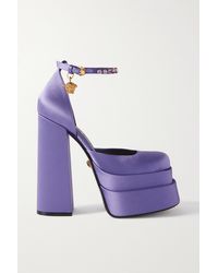 Versace Medusa Aevitas Embellished Satin Platform Court Shoes - Purple