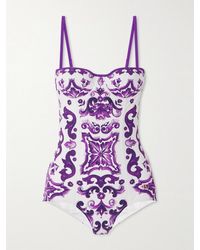 Dolce & Gabbana - Majolica Viola Badeanzug Mit Print - Lyst