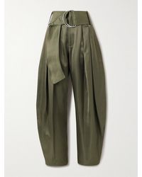 JW Anderson - Belted Pleated Satin Wide-Leg Pants - Lyst