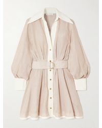 Zimmermann - Belted Striped Cotton And Silk-Blend Mini Dress - Lyst