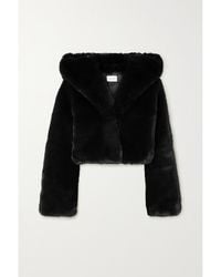 Magda Butrym - Verkürzte Jacke Aus Faux Fur Mit Kapuze - Lyst