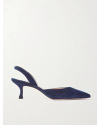 Manolo Blahnik - Carolyne 50 Suede Slingback Pumps - Lyst