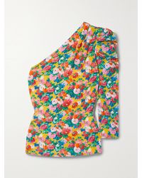 Les Rêveries - One-Sleeve Floral-Print Silk Crepe De Chine Top - Lyst