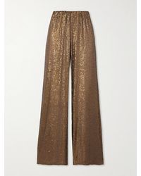 Norma Kamali - Hose Mit Weitem Bein Aus Stretch-Mesh Mit Pailletten - Lyst