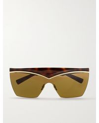 Saint Laurent - Goldfarbene Sonnenbrille Mit D-Rahmen Aus Azetat - Lyst