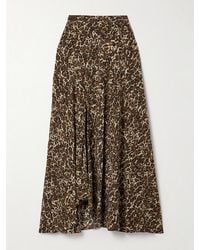 Isabel Marant - Sakura Asymmetric Leopard-Print Stretch-Silk Skirt - Lyst