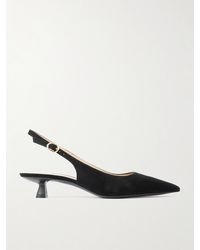 Stuart Weitzman - Stuart Sculpt Slingback-Pumps Aus Veloursleder Mit Lederbesatz - Lyst