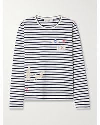 Sea - Athena Appliquéd Embroidered Striped Cotton-Jersey T-Shirt - Lyst