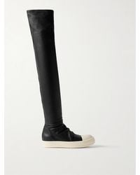 Rick Owens - Rubber-Trimmed Leather Over-The-Knee Boots - Lyst