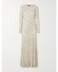 Missoni - Draped Striped Sequined Ribbed-Knit Maxi Dress - Lyst