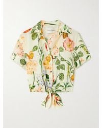 Cara Cara - Asbury Cropped Tie-Front Floral-Print Cotton-Poplin Shirt - Lyst
