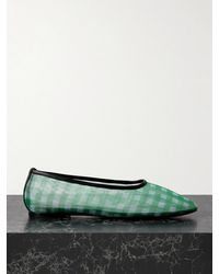 STAUD - Ballerines En Résille Vichy À Finitions En Cuir Alba - Lyst