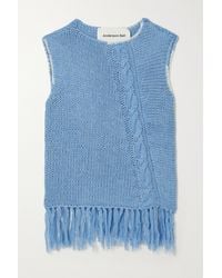 ANDERSSON BELL Fringed Cable-knit Tank - Blue