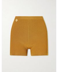 Saint Laurent - Logo-Embellished Ribbed Stretch-Jersey Shorts - Lyst
