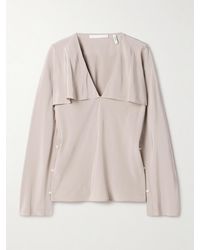 Helmut Lang - Layered Draped Silk Crepe De Chine Blouse - Lyst