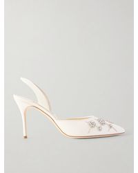 Manolo Blahnik - Ralyne 90 Crystal-Embellished Crepe De Chine Slingback Pumps - Lyst