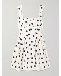 Rebecca Vallance - Maisie Pleated Polka-Dot Cotton-Blend Poplin Mini Dress - Lyst