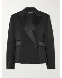 Dolce & Gabbana - Double-Breasted Satin-Trimmed Wool-Blend Blazer - Lyst