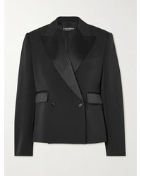Dolce & Gabbana - Doppelreihiger Blazer Aus Einer Wollmischung Mit Satinbesätzen - Lyst