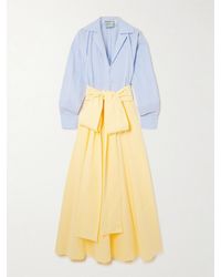 BERNADETTE - Clarence Belted Striped Cotton-Seersucker Maxi Shirt Dress - Lyst