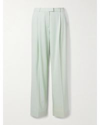 Another Tomorrow - Pleated Wool-Blend Wide-Leg Pants - Lyst