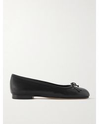 Manolo Blahnik - Veralli Bow-Detailed Leather Ballet Flats - Lyst