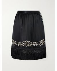 Bode - Phantasm Fringed Embroidered Silk-Satin Mini Skirt - Lyst