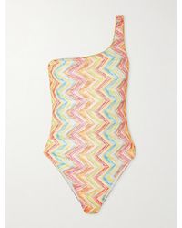 Missoni - Mare One-Shoulder Striped Crochet-Knit Swimsuit - Lyst