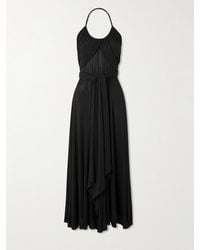 Alaïa - Belted Gathered Jersey Halterneck Maxi Dress - Lyst
