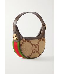 Gucci - Ophidia Mini Webbing-trimmed Textured-leather And Printed Coated-canvas Shoulder Bag - Lyst