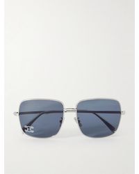 Celine - Triomphe Crystal-Embellished Square-Frame-Tone Sunglasses - Lyst