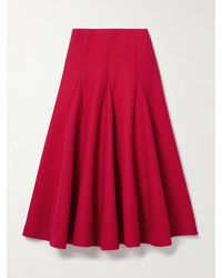 Valentino Garavani - Paneled Pleated Wool And Silk-Blend Crepe Midi Skirt - Lyst