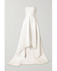 Halfpenny London Jackson Strapless Asymmetric Duchesse-satin Gown - White