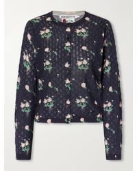 BERNADETTE - Kira Floral-Print Pointelle-Knit Silk, Wool And Cashmere-Blend Cardigan - Lyst