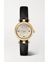 Gucci Diamantissimas 27 Mm Uhr Mit Goldfarbener Pvd-beschichtung, Perlmutt Und Lederarmband - Mettallic