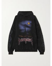 Balenciaga - Oversized Distressed Printed Cotton-Jersey Hoodie - Lyst