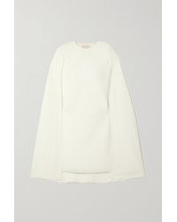 ROKSANDA Twiggy Cape-effect Tulle-trimmed Crepe Midi Dress - White