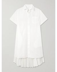 Sacai - Layered Pleated Poplin Midi Shirt Dress - Lyst