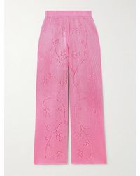 Calle Del Mar - Ivy Pointelle-Knit Wide-Leg Pants - Lyst