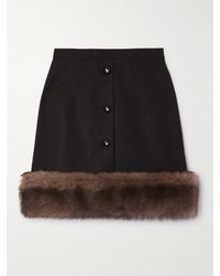 Valentino Garavani - Shearling-Trimmed Embellished Silk Mini Skirt - Lyst