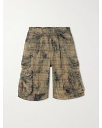 R13 - Checked Distressed Cotton-Flannel Cargo Shorts - Lyst