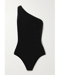 The Line By K Aisling One-shoulder Twist-back Stretch-micro Modal Bodysuit - Black